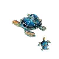 RESIN TURTLE MOTHER AND BABY 11.5X11.5CM