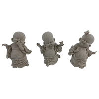 13CM WISE BUDDHA IN NATURAL FINISH 3ASST