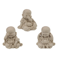 16CM HAPPY BUDDHA IN NATURAL FINISH 3ASST