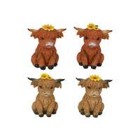 9CM HIGHLAND COW W/SUNFLOWERS SITTING 4ASST SOLD QTY 12
