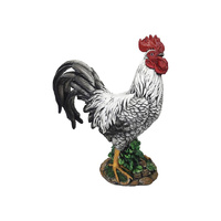 37CM STANDING WHITE AND BLACK ROOSTER