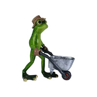 18CM MARBLE FROG W/WHEEL BARROW QTY 2