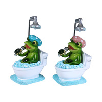 16CM MARBLE FROG SINGING IN TOILET BATH QTY 2