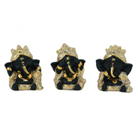 4CM RESIN GANESH EVIL NO LOOK HEAR SEE UN18