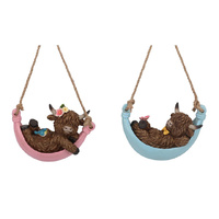 HIGHLAND COW ON HAMMOCK 15.5X7X11CM QTY 4