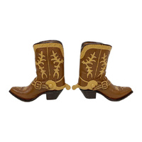 19X18CM COWBOY BOOT VASE 2ASST
