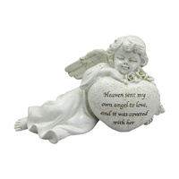 9.5CM LAYING CHERUB WITH MEMORIAL HEART QTY 2