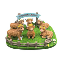 7CM HIGHLAND COW WITH FLOWERS 6ASST UN36