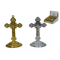 8.5CM JESUS ON CROSS GOLD/SILVER FINISH UN16