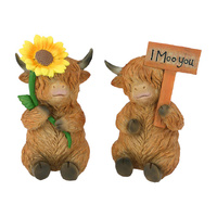 12CM HIGHLAND COW W/SUNFLOWERS AND SIGN QTY 4