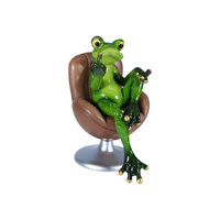 15X13CM ATTITUDE FROG ON SWIVEL CHAIR