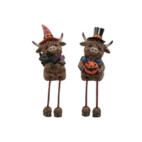 HALLOWEEN HIGHLAND COW SHELF SITTERS 7X5.5X10.5CM 2ASST SOLD QTY6