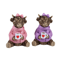 11CM HIGHLAND COW WITH COFFEE 2ASST SOLD QTY 4