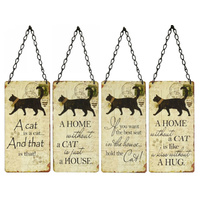 WOODEN CAT SIGN 4ASST