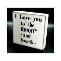TO THE MOON WOODEN BLOCK 15CM