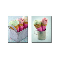 ICECREAM PRINT CANVAS 30X40CM 2ASST