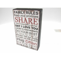 FAMILY RULES SHELF PLAQUE