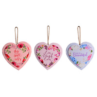 FLORAL GARDEN HEART PLAQUE 3ASST
