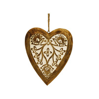 MANGO WOOD CARVED HANGER 16X20CM