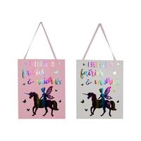 27X22CM FAIRY UNICORN RAINBOW PLAQ 2ASST