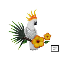 47CM COCKATOO WALL ART W/FLOWERS