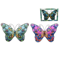 39X27CM MOSAIC GLASS BFLY W/ART 2ASST