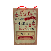 SIGN SANTA STOP 20X31CM