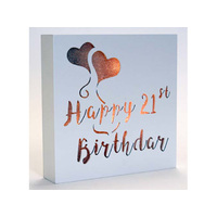STARLIGHT LED BLOCK HAPPY 21ST 20X20CM
