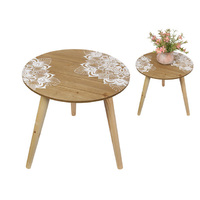 40X40CM TABLE WITH WHITE MANDALA PRINT