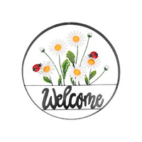55CM ROUND DAISY MTL WELCOME W/ART