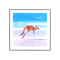 BEACH KANGAROO ART GLASS 50x50x2cm