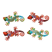 37CM MTL/GLS LIZARD WALL ART 4ASST