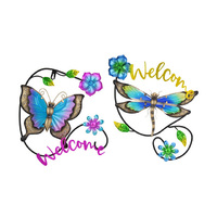 35.5CM WELCOME BFLY DFLY MTL WALL ART 2ASST