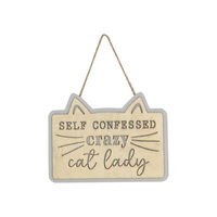 20X15CM CRAZY CAT LADY HANGING PLQ