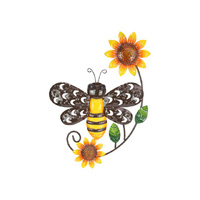 36CM METAL BEE W/SUNFLOWER WALL ART QTY 2