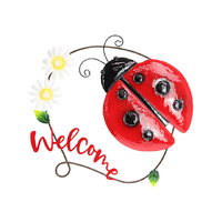 39CM LADYBUG W/WELCOME MTL WALL ART QTY 2