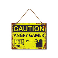 METAL ANGRY GAMER WALL HANGING 20X15