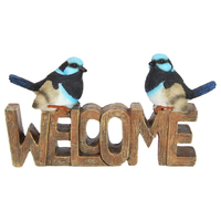 18CM BLUE WRENS ON WELCOME SIGN QTY 2