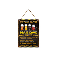 METAL EMBOSSED MAN CAVE RULES WALL HANGER