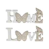 30CM MDF PLQ W/HOME/LOVE/BFLY 2ASST