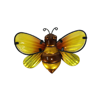 20CM METAL GLASS BEE WALL ART QTY 2