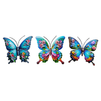 18CM COLOURFUL METAL B/FLY WALL ART 3ASST QTY 6