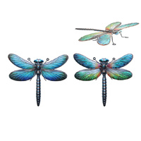 40CM COLOURFUL METAL DFLY WALL ART 2ASST