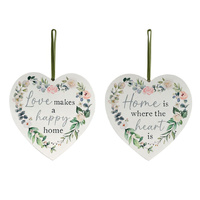 15CM HEART PLAQUE LOVE/HOME SOLD QTY 4