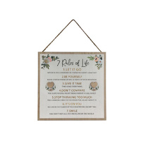 25CM RULES OF LIFE MDF PLAQUE QTY 4