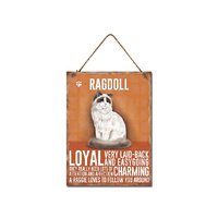 METAL RAGDOLL CAT WALL HANGING 20X27CM