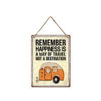METAL EMBOSSED CARAVAN WALL HANGER 20X27CM