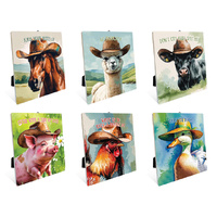 12X14CM FARMYARD W/ WORDING PLQ 6ASST