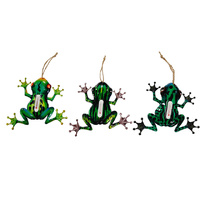 METAL PLAQUE FROG THERMOMETER 17CM 3ASST SOLD QY6