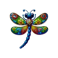 44X46.5CM DRAGONFLY WITH FLOWERS WALL ART QTY 2